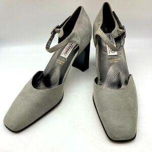 Valleverde Grey Ribbed Suede Pump Size 37,5 Made in Italy